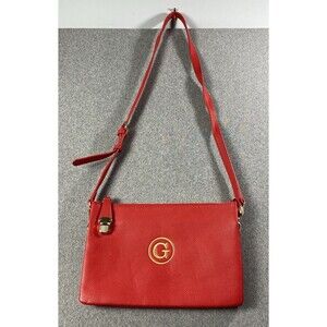 charleston bags Elegant Red leather crossbody Bag 12x8x3 Embroidered Logo